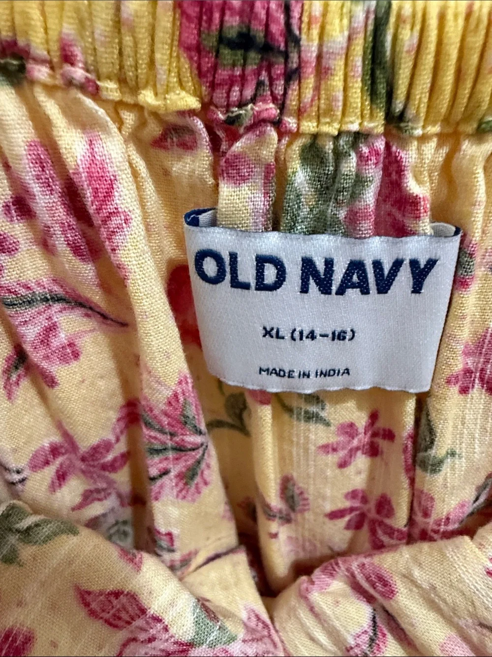 Old Navy Yellow Floral Dress with Pink Accents